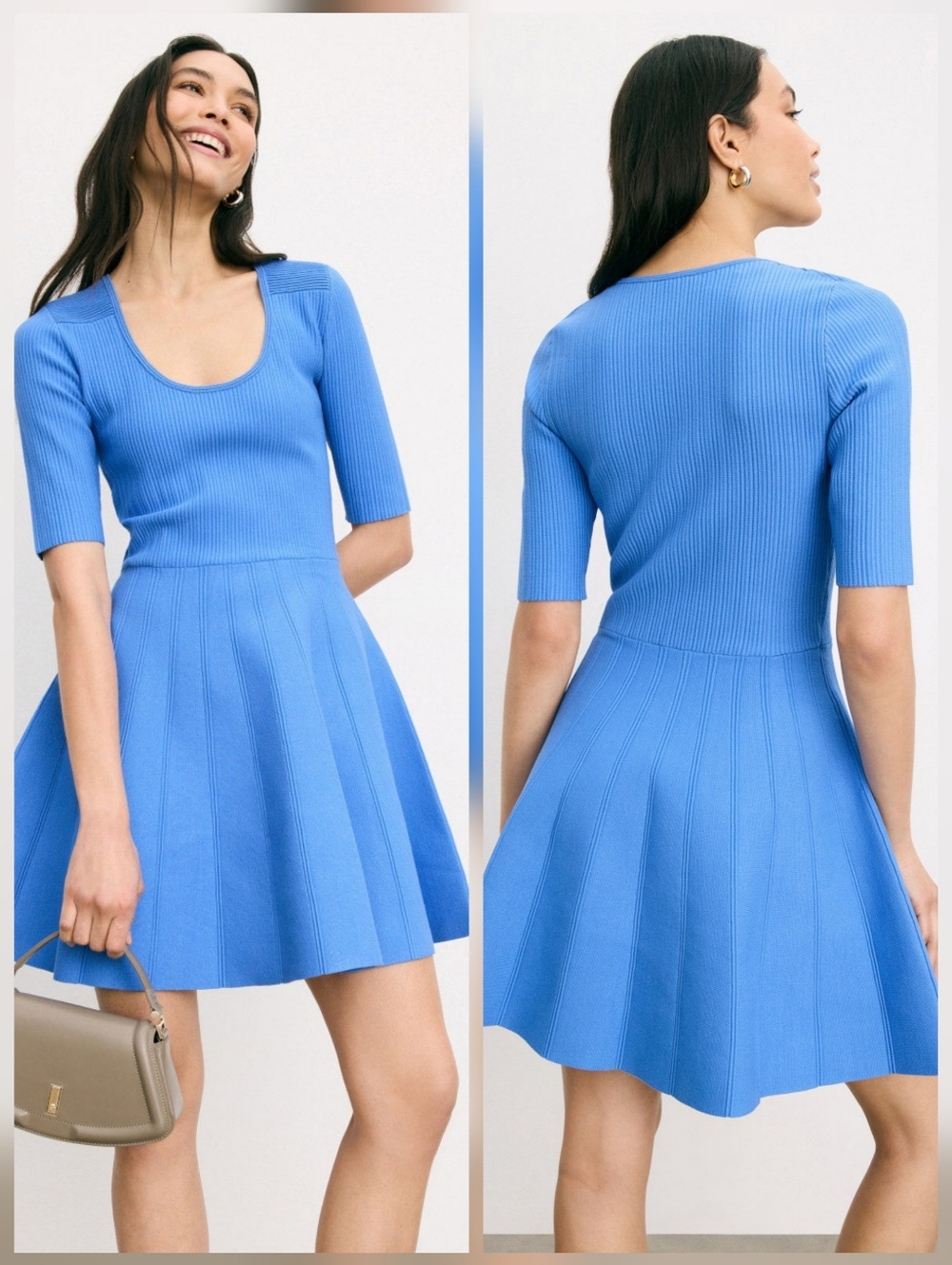BOSS Frankina Pleated Dress Casual Scoop Neck Short Sleeves Size XS